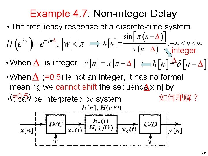 Example 4. 7: Non integer Delay • The frequency response of a discrete time