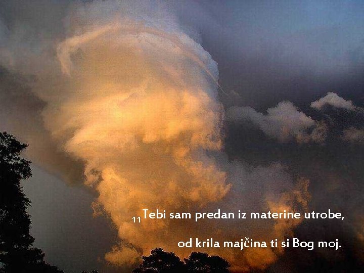 11 Tebi sam predan iz materine utrobe, od krila majčina ti si Bog moj.