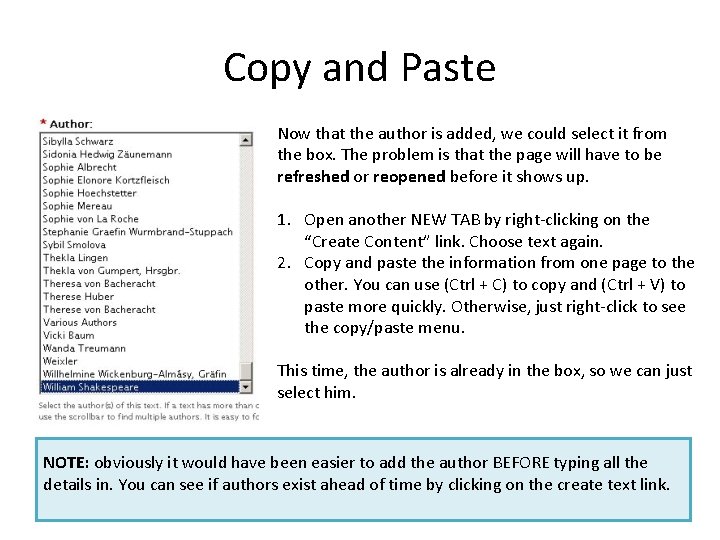 Copy and Paste Now that the author is added, we could select it from Copy and Paste Now that the author is added, we could select it from