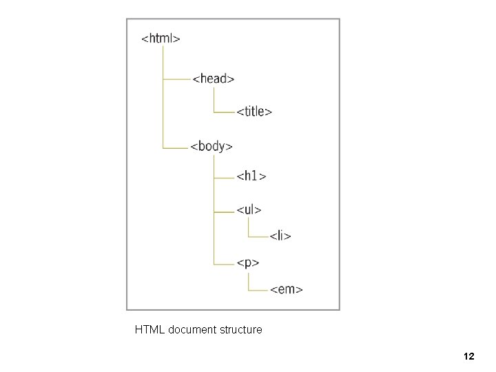 HTML document structure 12 