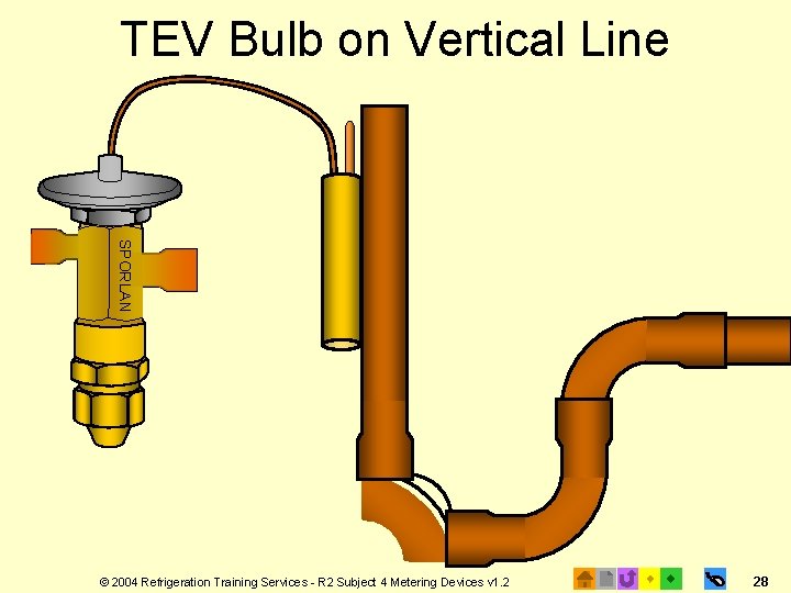 TEV Bulb on Vertical Line SPORLAN © 2004 Refrigeration Training Services - R 2