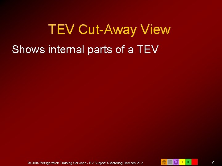 TEV Cut-Away View Shows internal parts of a TEV © 2004 Refrigeration Training Services