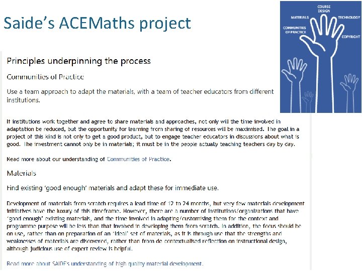 Saide’s ACEMaths project 