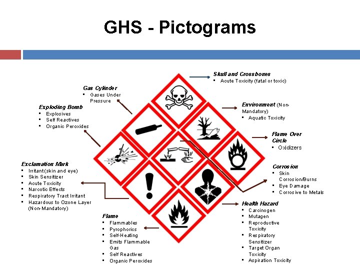 GHS - Pictograms Skull and Crossbones • Acute Toxicity (fatal or toxic) Gas Cylinder