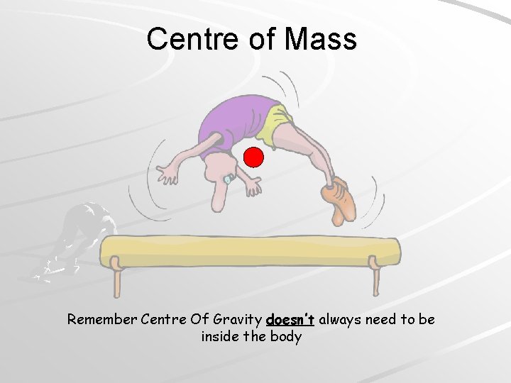 Centre of Mass Remember Centre Of Gravity doesn’t always need to be inside the