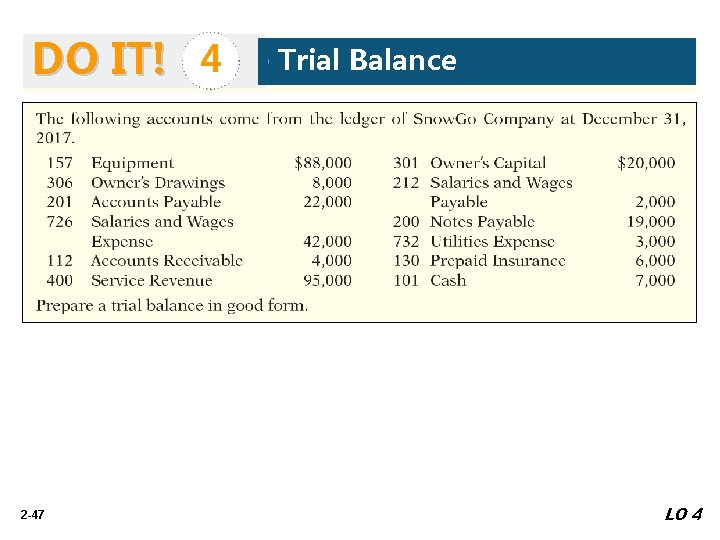 DO IT! 4 2 -47 Trial Balance LO 4 
