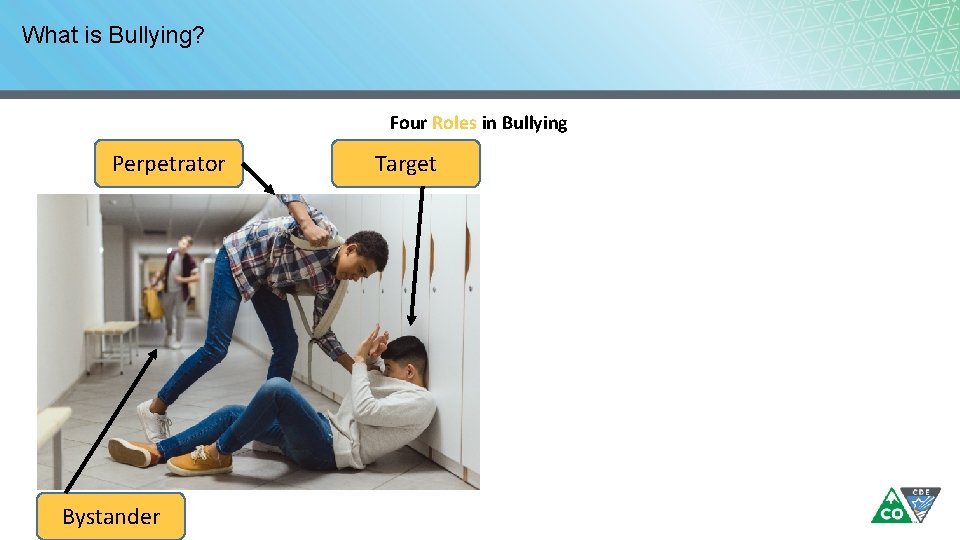 What is Bullying? Four Roles in Bullying Perpetrator Bystander Target 