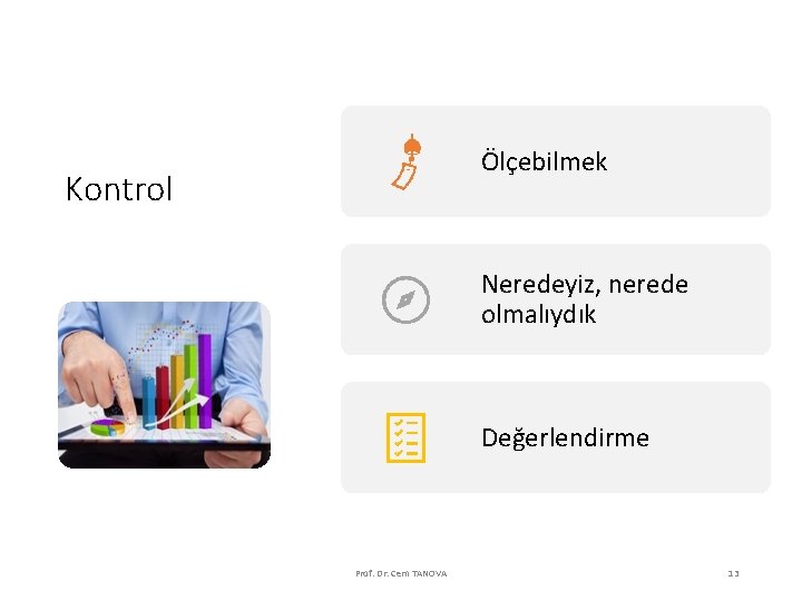 Ölçebilmek Kontrol Neredeyiz, nerede olmalıydık Değerlendirme Prof. Dr. Cem TANOVA 13 