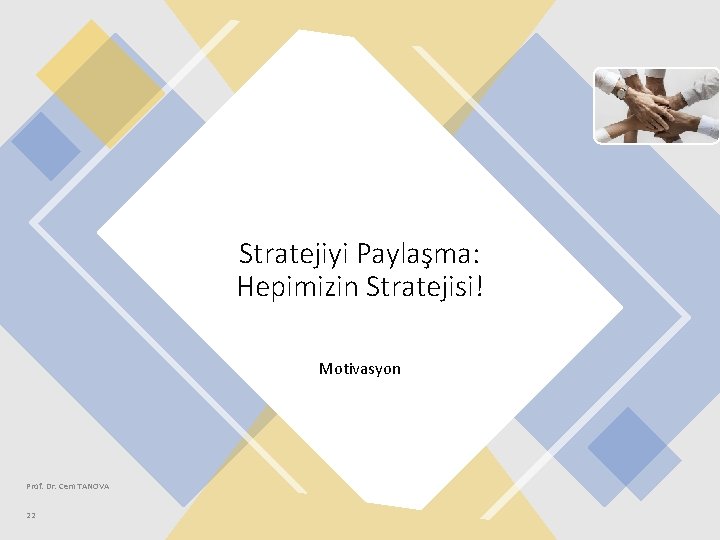 Stratejiyi Paylaşma: Hepimizin Stratejisi! Motivasyon Prof. Dr. Cem TANOVA 22 