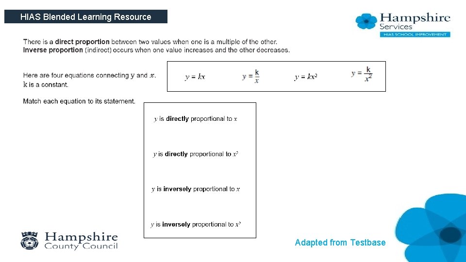HIAS Blended Learning Resource Adapted from Testbase 