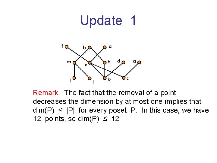 Update 1 Remark The fact that the removal of a point decreases the dimension