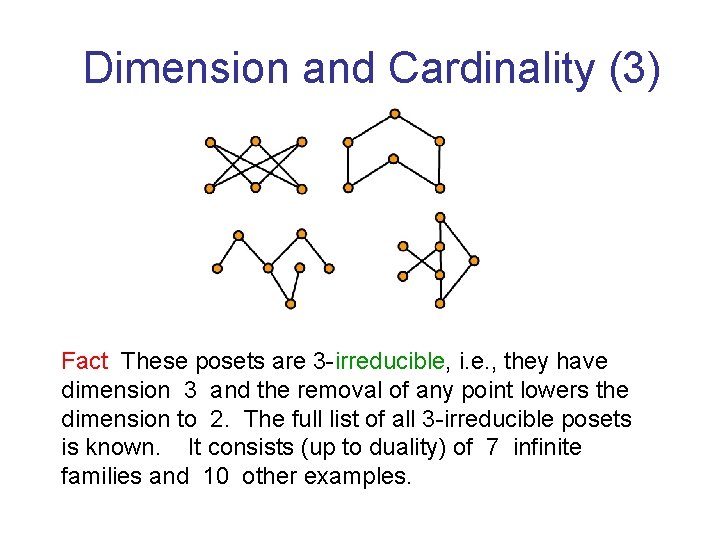 Dimension and Cardinality (3) Fact These posets are 3 -irreducible, i. e. , they