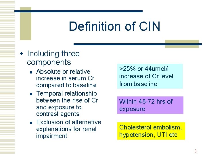 Definition of CIN w Including three components n n n Absolute or relative increase