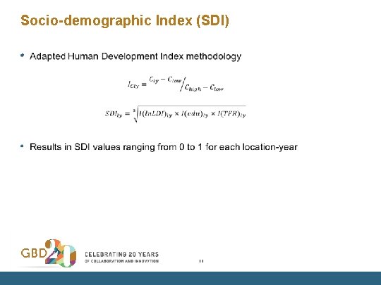 Socio-demographic Index (SDI) • 11 