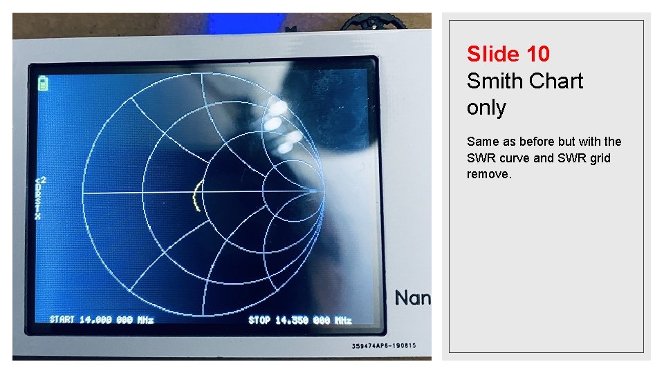 Slide 10 Smith Chart only Same as before but with the SWR curve and Slide 10 Smith Chart only Same as before but with the SWR curve and