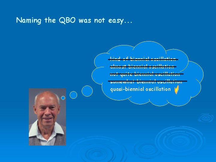 Naming the QBO was not easy. . . kind-of biennial oscillation almost biennial oscillation