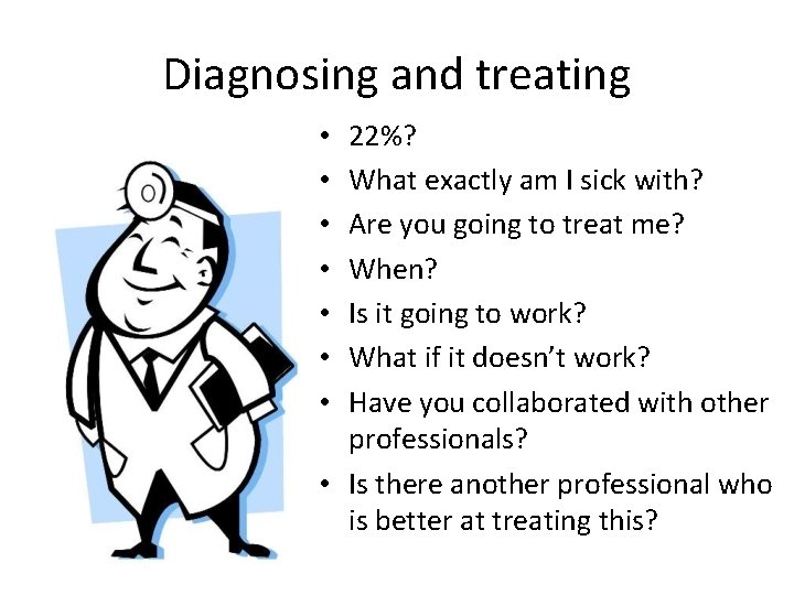 Diagnosing and treating 22%? What exactly am I sick with? Are you going to