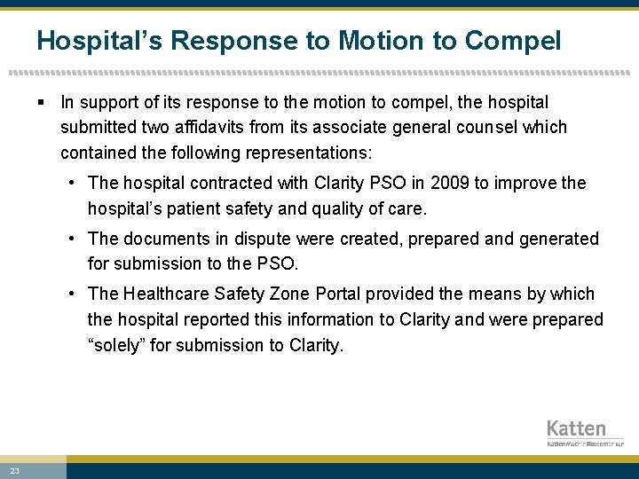 Hospital’s Response to Motion to Compel § In support of its response to the