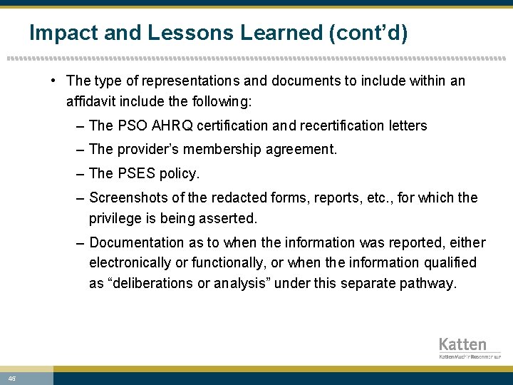 Impact and Lessons Learned (cont’d) • The type of representations and documents to include