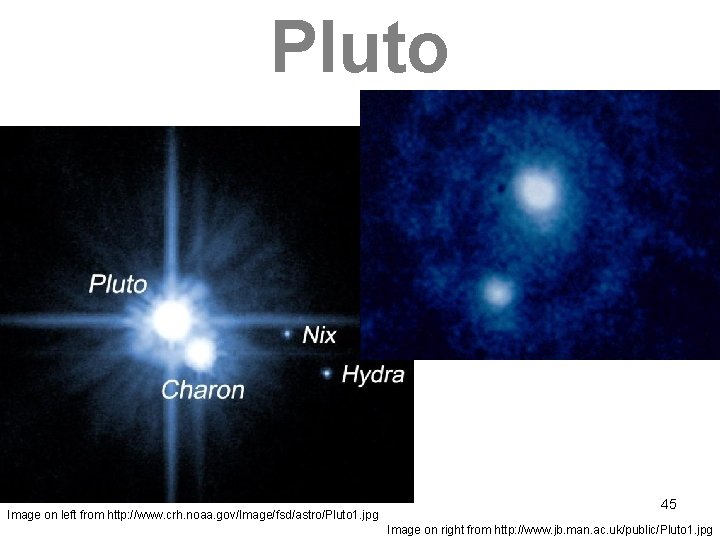 Pluto Image on left from http: //www. crh. noaa. gov/Image/fsd/astro/Pluto 1. jpg 45 Image