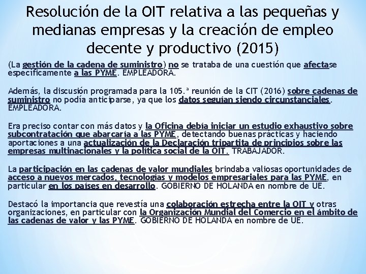 Resolución de la OIT relativa a las pequeñas y medianas empresas y la creación