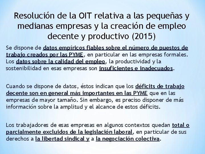 Resolución de la OIT relativa a las pequeñas y medianas empresas y la creación