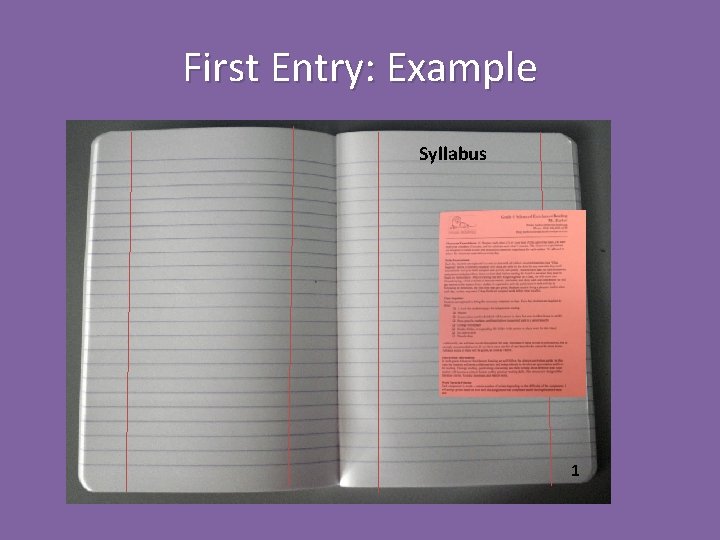 First Entry: Example Syllabus 1 First Entry: Example Syllabus 1