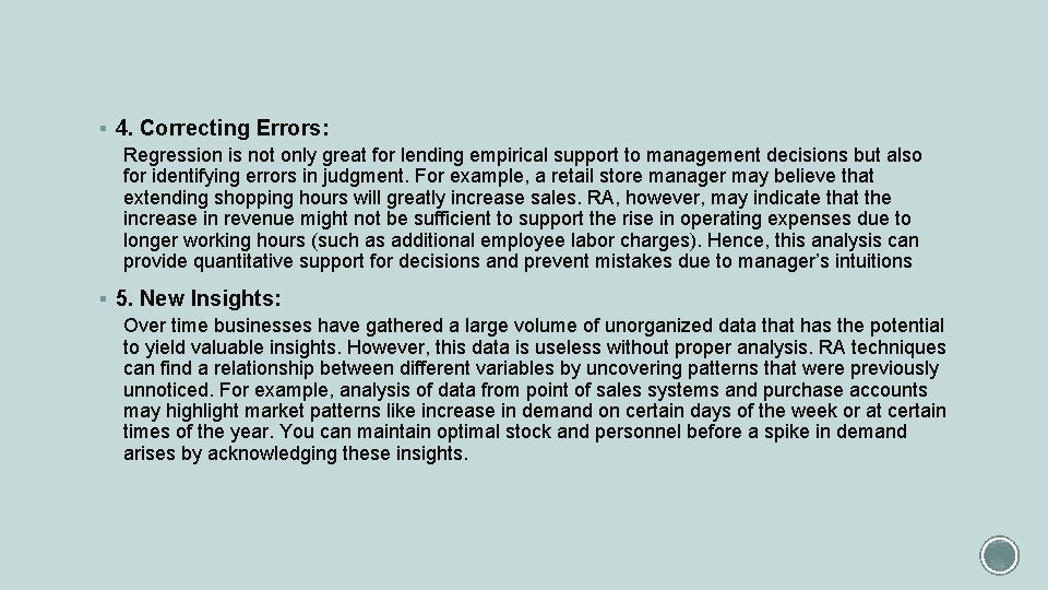 § 4. Correcting Errors: Regression is not only great for lending empirical support to