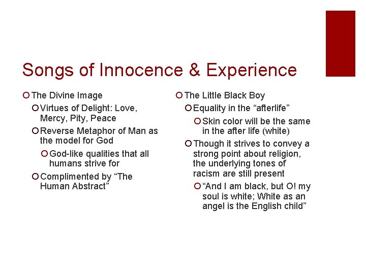 Songs of Innocence & Experience ¡ The Divine Image ¡ Virtues of Delight: Love,