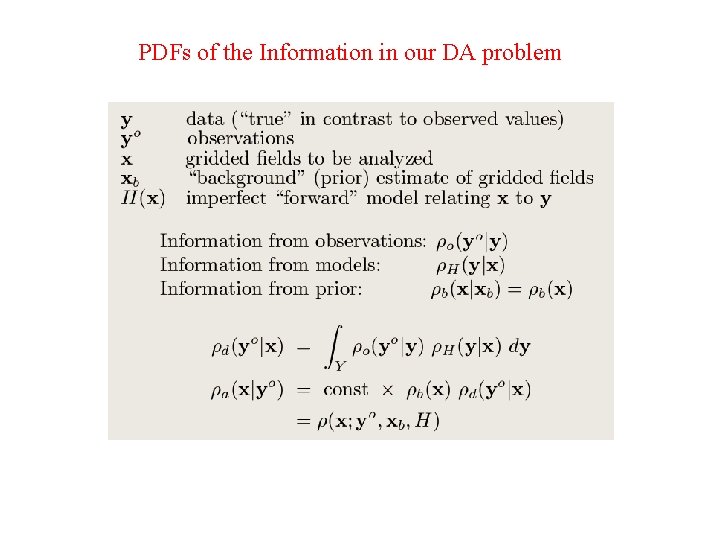 PDFs of the Information in our DA problem 