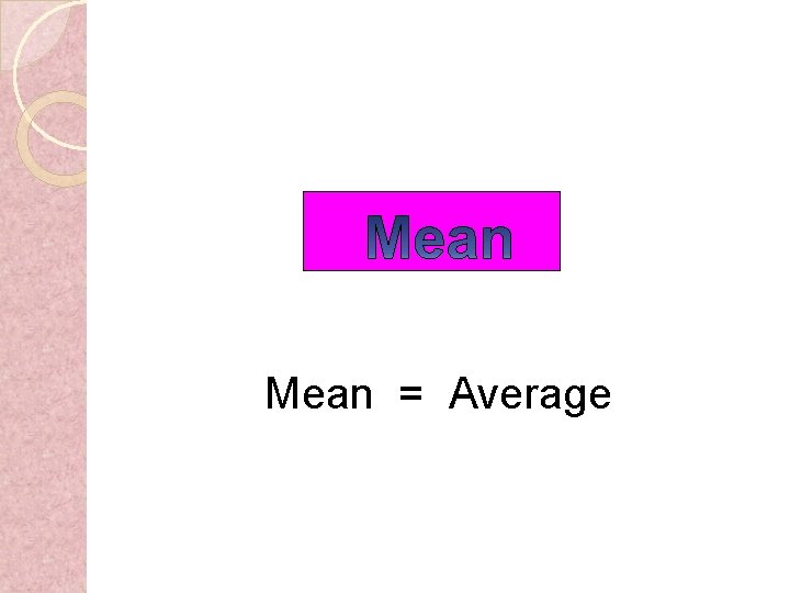 Mean = Average 