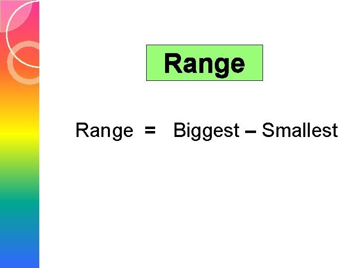 Range = Biggest – Smallest 