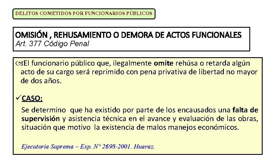 DELITOS COMETIDOS POR FUNCIONARIOS PÚBLICOS OMISIÓN , REHUSAMIENTO O DEMORA DE ACTOS FUNCIONALES Art.