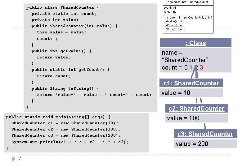 public class Shared. Counter { private static int count; private int value; public Shared.
