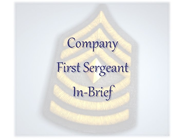Company First Sergeant In-Brief VGT 2 