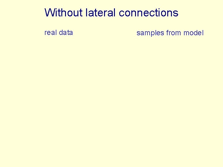 Without lateral connections real data samples from model 