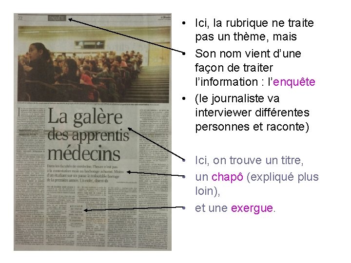  • Ici, la rubrique ne traite pas un thème, mais • Son nom