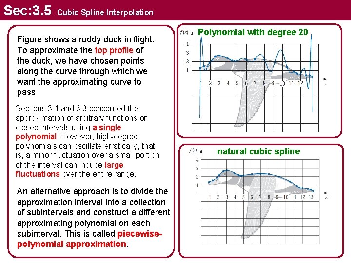 Sec: 3. 5 Cubic Spline Interpolation Figure shows a ruddy duck in flight. To