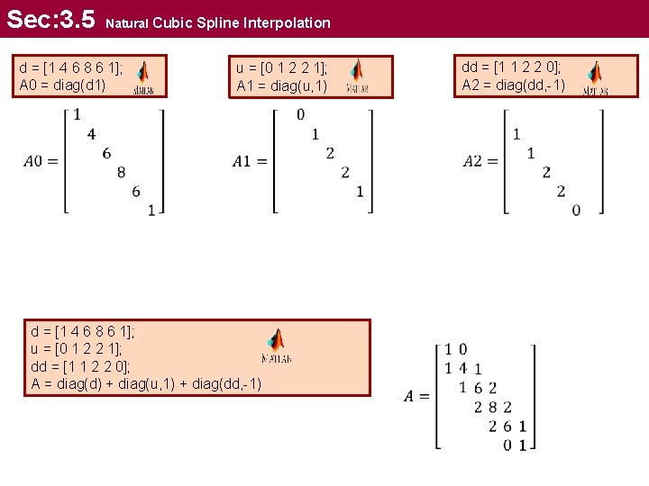 Sec: 3. 5 Natural Cubic Spline Interpolation d = [1 4 6 8 6