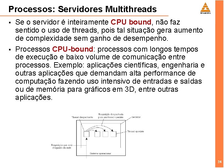 Processos: Servidores Multithreads § § Se o servidor é inteiramente CPU bound, não faz