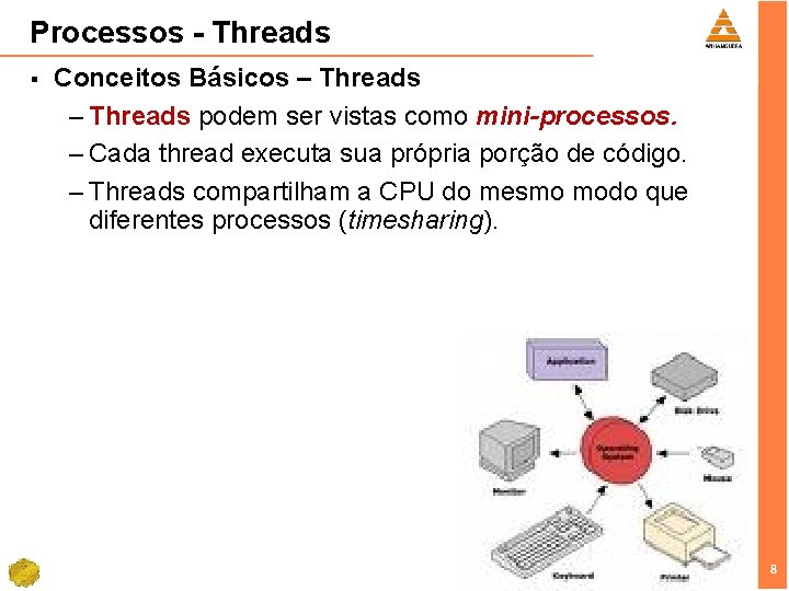Processos - Threads § Conceitos Básicos – Threads podem ser vistas como mini-processos. –