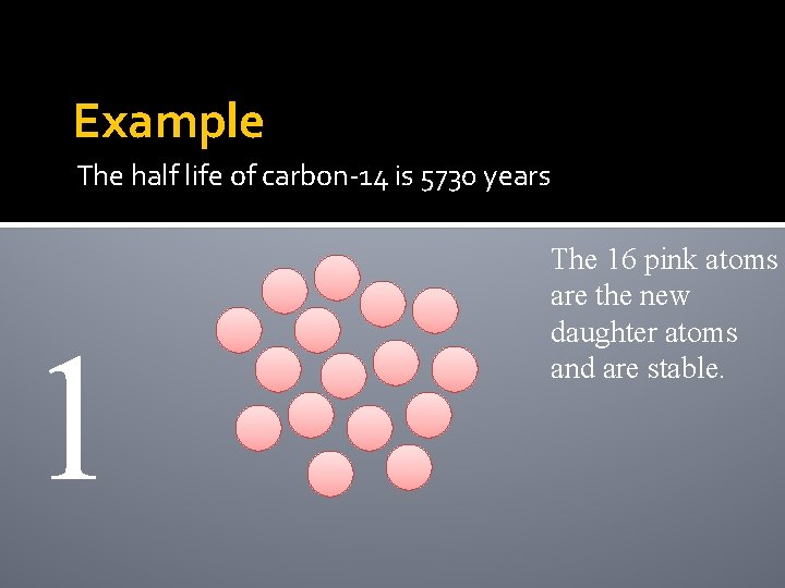 Example The half life of carbon-14 is 5730 years 1 The 16 pink atoms