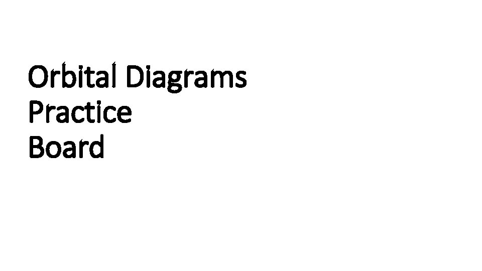 Orbital Diagrams Practice Board 