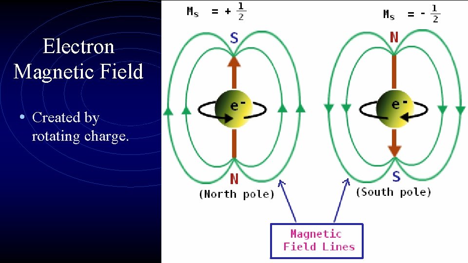 Electron Magnetic Field • Created by rotating charge. 