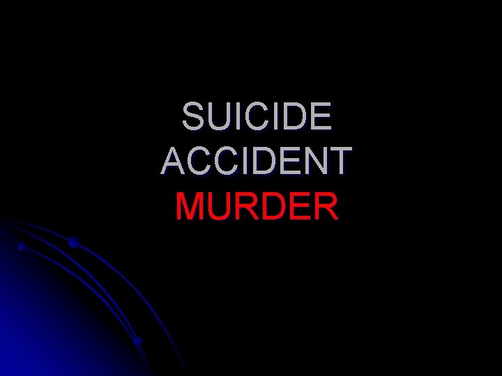 SUICIDE ACCIDENT MURDER 