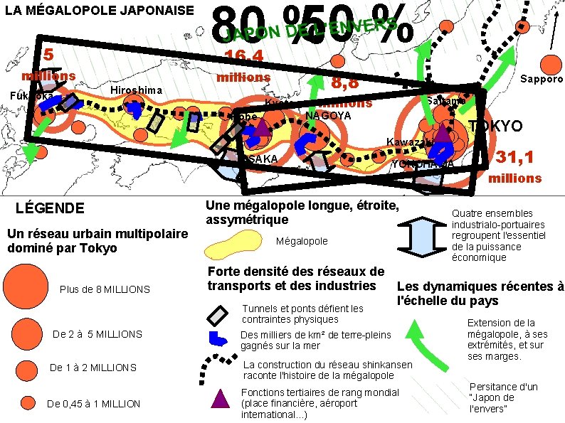 LA MÉGALOPOLE JAPONAISE 5 16, 4 millions Hiroshima Fukuoka 50 % 80 % millions
