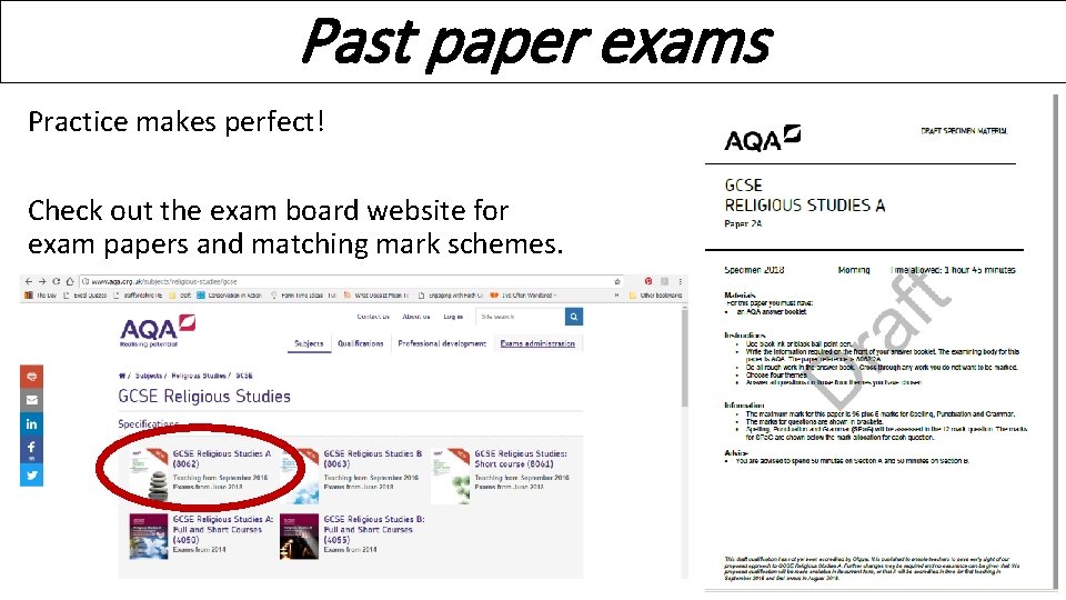 Past paper exams Practice makes perfect! Check out the exam board website for exam