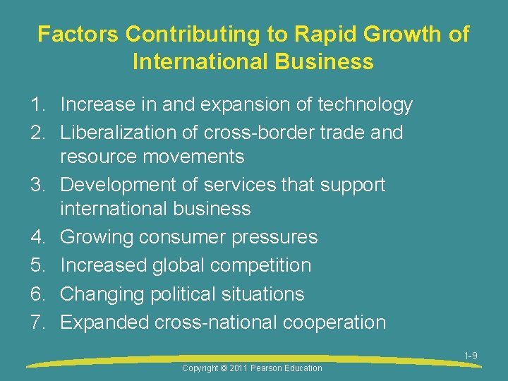 Factors Contributing to Rapid Growth of International Business 1. Increase in and expansion of