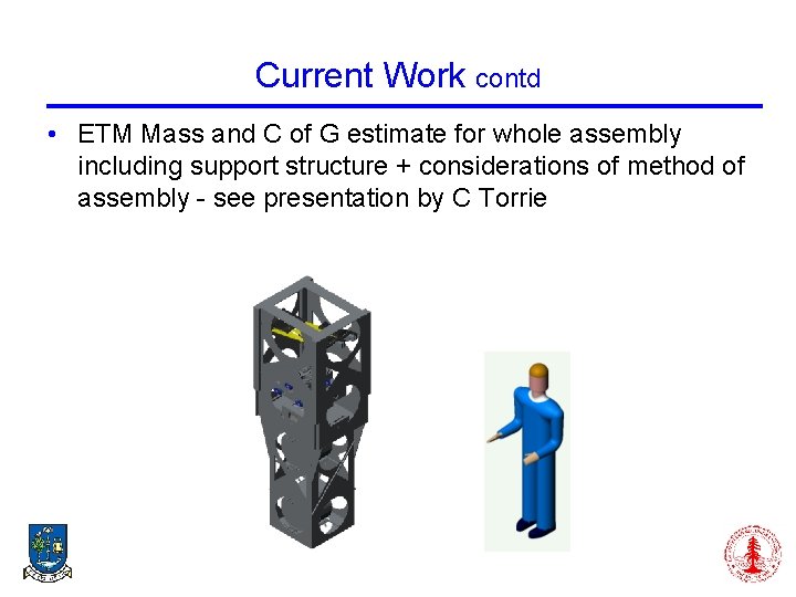 Current Work contd • ETM Mass and C of G estimate for whole assembly