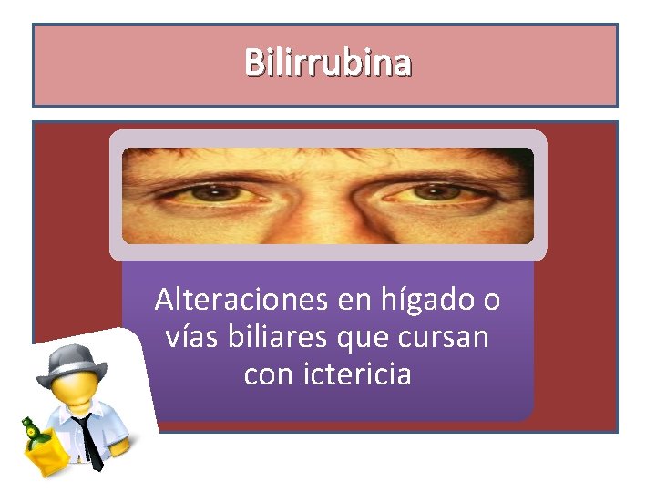 Bilirrubina Alteraciones en hígado o vías biliares que cursan con ictericia 